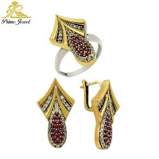 Gümüş Otantik Taşlı Set